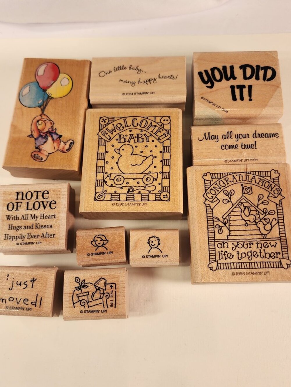 STAMPIN' UP Lot of 11 wood-mounted rubber stamps